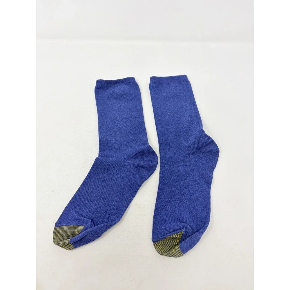 Gold Toe Womens Shoe Size 6-9 1 Pair Casual Flat Knit Crew Socks in Blue 313